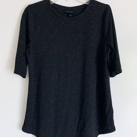 Who What Wear Black t-shirt with gold flecks - Picture 2 of 6